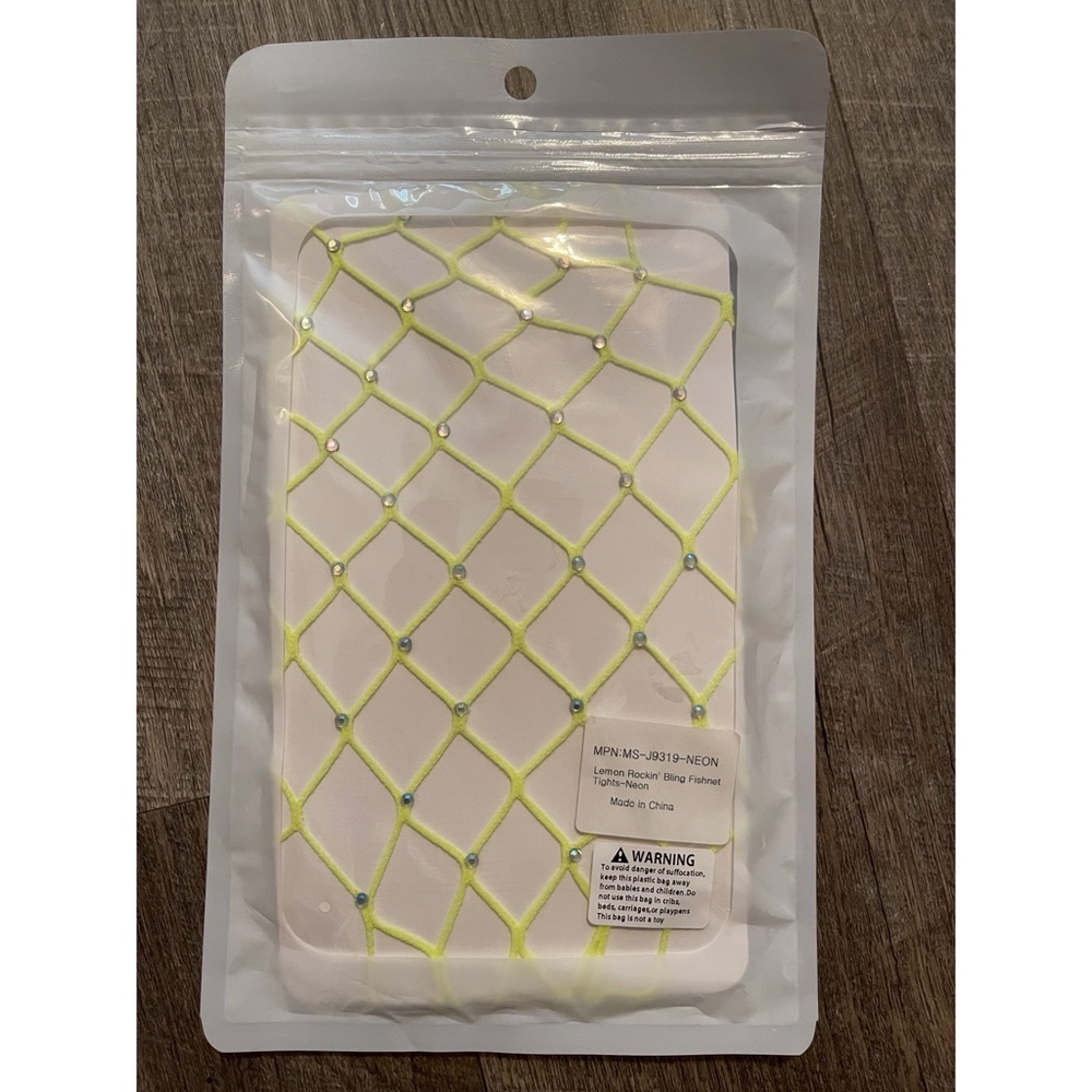 NWT Dolls Kill LEMON ROCKIN' BLING FISHNET TIGHTS